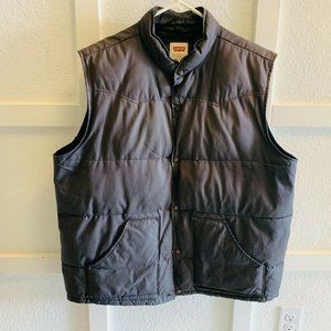 Levi Strauss And Co. Mens Gray Sleeveless Button Pockets Puffer Vest Size XXL